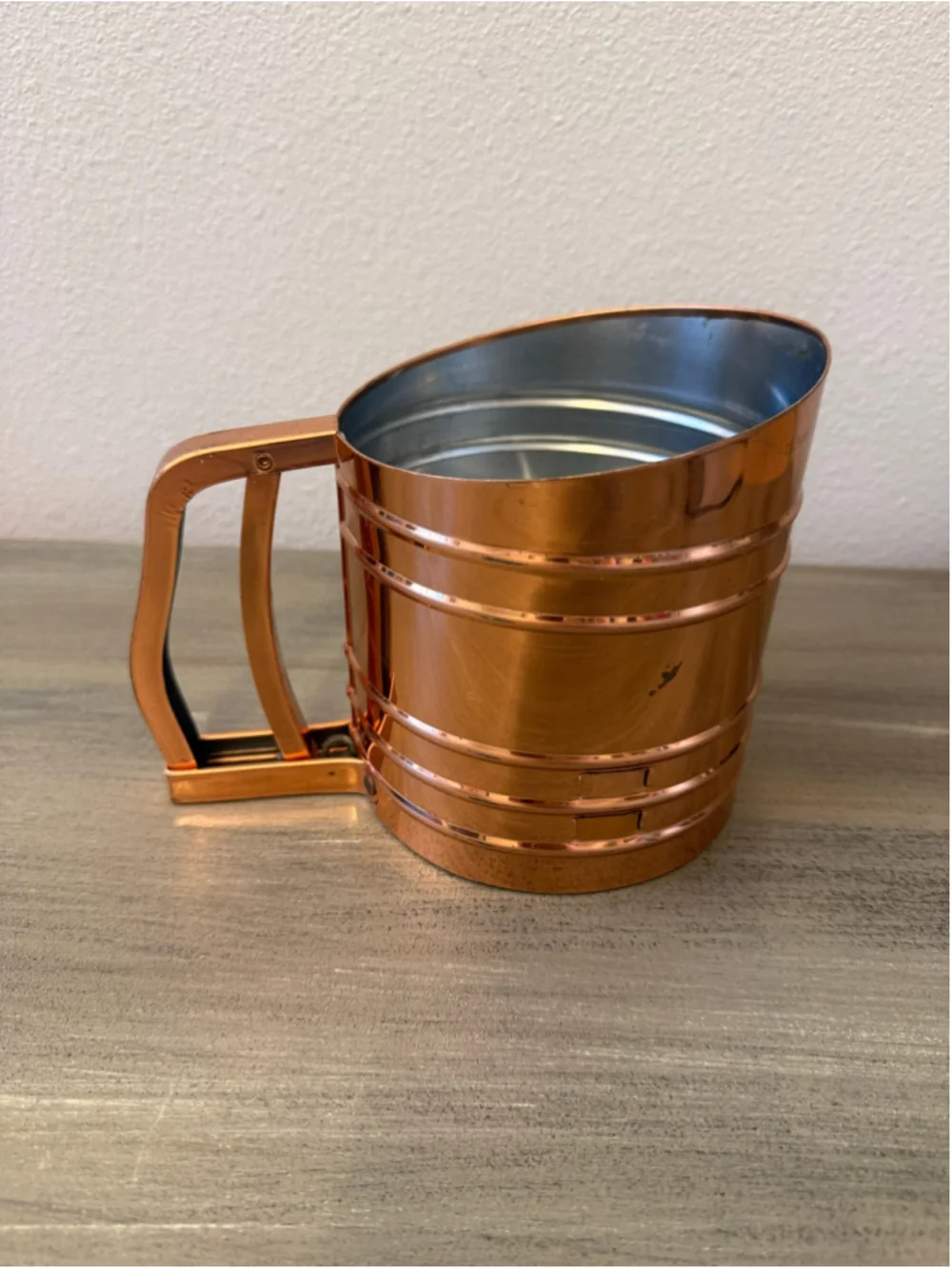 Vintage Foley Sift-Chine Triple Screen Flour Sifter Copper Finish Kitchen